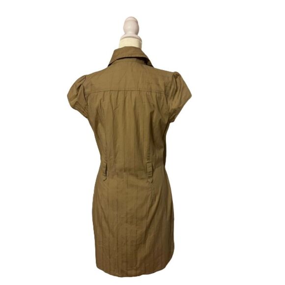 IZ Byer California Short Sleeve Button Down Khaki Dress Size M - Picture 2 of 6